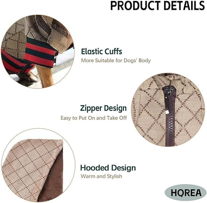 Dog Hoodie Luxury Winter Small Dog Jacket Clothes Classic Designer French Bulldog Teddy Pug Puppy Clothes(XL)