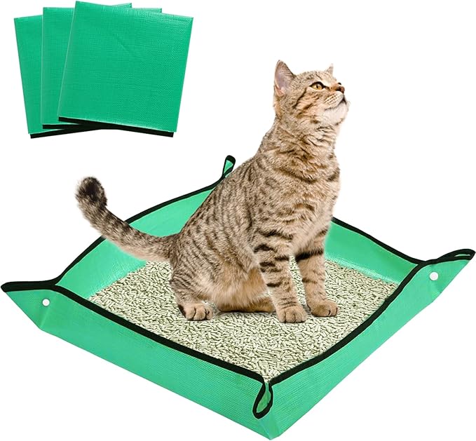 3 PCS Travel Litter Box for Cats,Portable Litter Box for Cats, Foldable and Packable, Large Sized Waterproof Cat, Ideal for Cat Travel Car & Camping