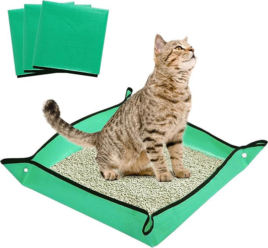 3 PCS Travel Litter Box for Cats,Portable Litter Box for Cats, Foldable and Packable, Large Sized Waterproof Cat, Ideal for Cat Travel Car & Camping