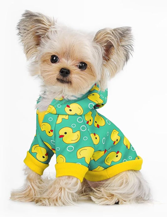 Yellow Duck Pattern Dog Hoodie Sweatshirt:Stylish with Hat, Crafted from Premium and Warm Winter Coat Clothes, Soft Materials for Superior Comfort.Perfect for Cold-Weather Walks.Yellow XXL