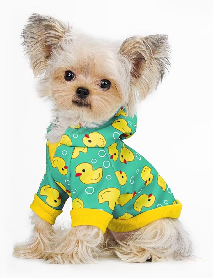 Yellow Duck Pattern Dog Hoodie Sweatshirt:Stylish with Hat, Crafted from Premium and Warm Winter Coat Clothes, Soft Materials for Superior Comfort.Perfect for Cold-Weather Walks.Yellow XL