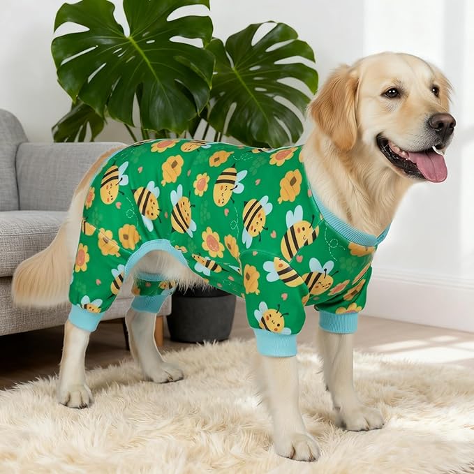 KYEESE Dog Pajamas Dog Pajamas Large Sized Dogs Stretchy Pets Pjs Velvet Pet Jammies Coat Little Bee Pets Pjs Comfy Dogs Clothes Soft Pet Onesie Costume Stretchable Clothes, XXX-Large