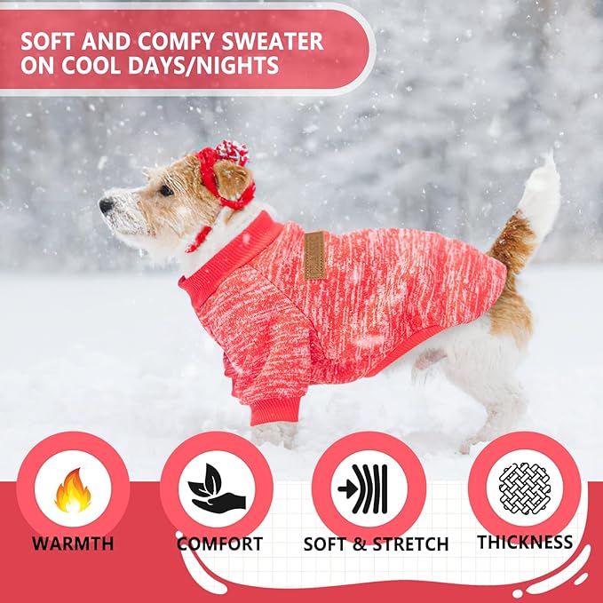 2 Pack Dog Sweaters for Small Dogs Christmas Fleece Puppy Sweaters Warm Thick Outfit Pet Sweatshirt Winter Clothes Small Sweater for Boy Girl Doggy Yorkie Chihuahua,XS