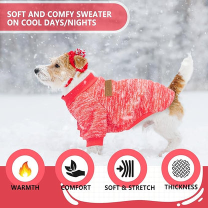 2 Pack Dog Sweaters for Small Dogs Christmas Fleece Puppy Sweaters Warm Thick Outfit Pet Sweatshirt Winter Clothes Small Sweater for Boy Girl Doggy Yorkie Chihuahua,XS