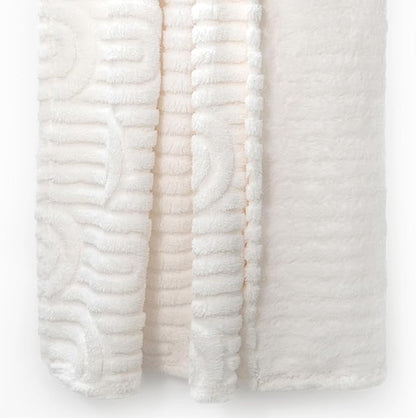 Americanflat 50x60 Jacquard Fleece Throw Blanket - Soft and Breathable Throw Blanket for Couch, Bed, Chair - Fleece Blankets Perfect for Home, Bedroom, or Outdoor Use - Rainbow Design in Cream