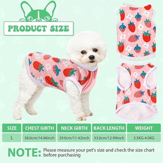 Paterr 25 Pcs Dog Shirts Printed Puppy Clothes Breathable Cartoon T Shirt for Dog Soft Puppy Clothing Lovely Pet Shirts Outfits for Pet Dogs Cats Summer Party Holiday, 25 Styles (Size: L)