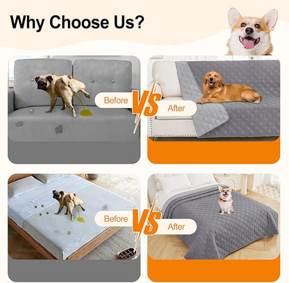 Smiry Reversible Waterproof Couch Covers for Sofa, Washable Dogs Pet Couch Covers for 3 Cushion Sofa Pet Friendly, Water Resistant Furniture Protector Slipcover, Geometric (30"x70", Grey/Light Grey)