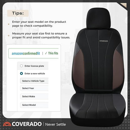 Coverado Seat Covers 5 Seats, Luxury Car Seat Covers Full Set, Automotive Car Protectors, Coffee Auto Seat Covers, Car Accessories Universal Fit for SUVs, Trucks, Sedans