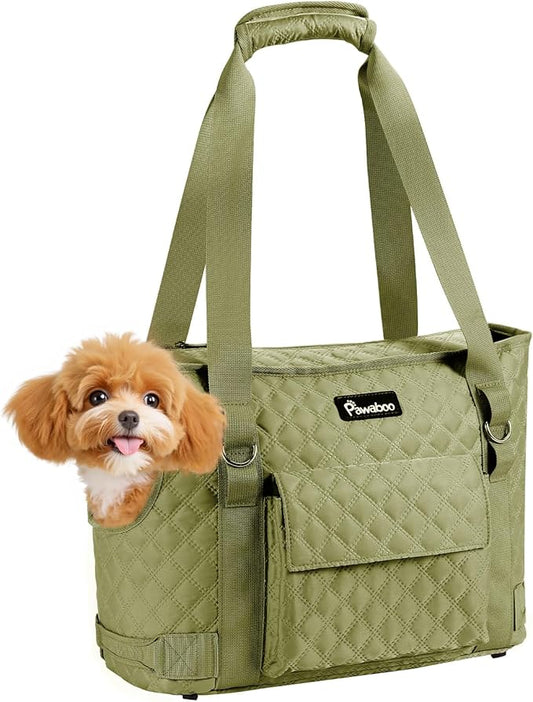 Pawaboo Dog Purse Carrier for Small Dogs with Pocket, Lightweight Dogs and Puppies Tote Bag Carrier, Dog Carriers Soft Sided for Puppy Cat Rabbit, Travel Puppy Carriers Under 11 LBS, Matcha Green