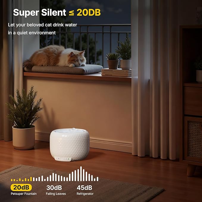 1.8L Wireless Cat Water Fountain with 5200mAh Rechargeable Battery, Ultra Quiet Pump Pet Water Dispenser, 2 Flow Modes Automatic Drinking Fountain for Cats & Small Dogs