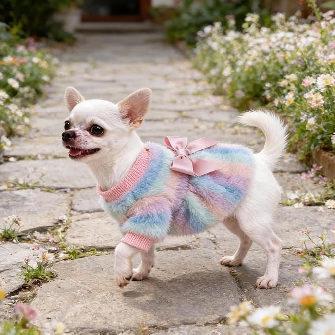 Dog Sweaters for Small Dogs Girl Dog Clothes Fleece Small Dog Pajamas Female Warm Dog Pjs Soft Dog Onesie Heart Chihuahua Clothes Pink Pet Puppy Pajamas, 3XS