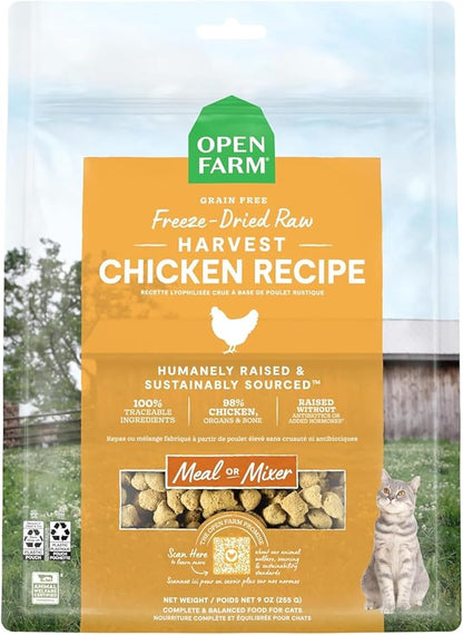 Open Farm Harvest Chicken Recipe Freeze Dried Raw Morsels for Cats, 3.5oz
