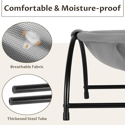 Elevon Elevated Cat Bed Hammock, Breathable Mesh Pet Bed with Metal Frame, Detachable & Machine Washable, Sturdy for Indoor/Outdoor Use, Easy Assembly