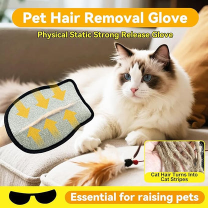 Electrostatic Pet Hair Removal Gloves: Quick Wiping - Reusable & Washable for Sofa Clothing Pet Beds Effortless Cats & Dogs Hair Remover for Busy Pet Owners (1pcs-Black)
