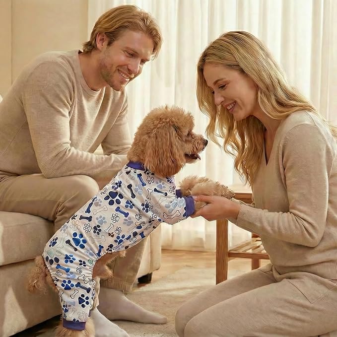 Vet-Approved Calming Dog Pajamas Onesie | High-End Hypoallergenic Polyester | Ultra-Premium & Cute for Small, Medium Dog Holiday Clothes & Recovery Suit | All-Season XL