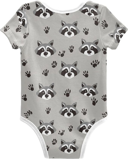 Bright Emotions Raccoons Baby Short Sleeve Bodysuits Romper Unisex Infant Outfit Wrapping Clothes for Boy Girl kids 3M