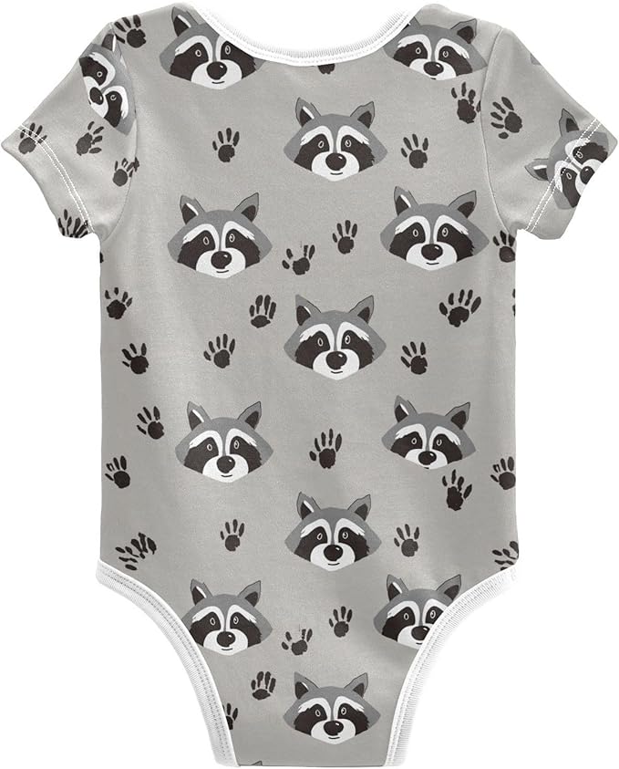 Bright Emotions Raccoons Baby Short Sleeve Bodysuits Romper Unisex Infant Outfit Wrapping Clothes for Boy Girl kids 3M