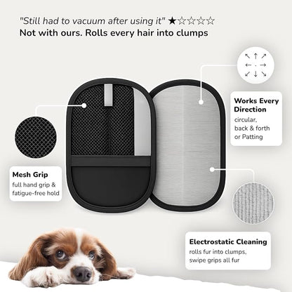 Pet Hair Remover — Upgraded 2 Sided Fur Remover Tool with Easy Grip, Reusable Electrostatic Pet Hair Remover Glove, Effortless Cleaning for Couch, Carpet, Car Seat & Furniture