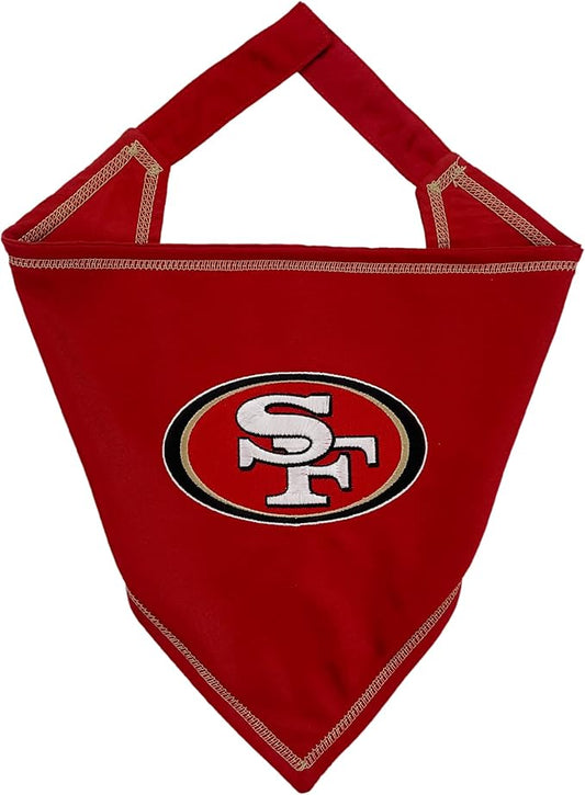 Pets First NFL San Francisco 49ERS Tie Bandana, Large/X-Large. Dog Cat Scarf Bib for Pet. Ultimate Game-Day Party Bandana (SAN-3550-L-XL)