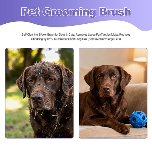 Deshedding Brush For Shedding - Short Long Hair Pet Dog Cat Grooming Tool Brush For Shedding Deshedding Brush for Pet Dogs Cats Rabbits Horses With Flea Comb