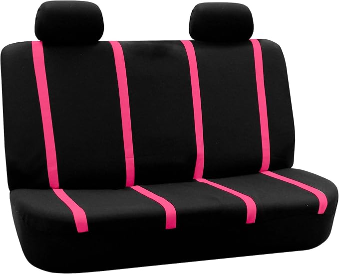 FH Group Car Seat Covers Rear Set Cloth - Car Seat Covers with Removable Headrest,Universal Fit,Automotive SeatCovers,Washable Car SeatCover for SUV,Sedan,Van Pink