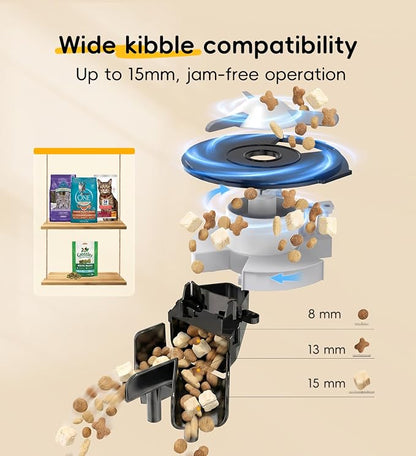 7L Automatic Cat Feeder 2 Cats, 5G WiFi Dog Food Dispenser with APP Control | APP Control, Dual Power Supply, Up to 12 Meals Per Day, 10s Voice Recorder, 2 Stainless Steel Bowls
