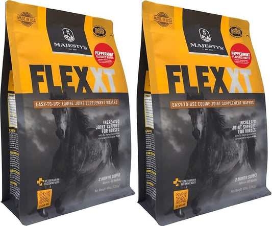 Majesty's Flex XT Wafers - Superior Horse/Equine Joint Support with Increased Supplement Levels - Glucosamine, MSM, Yucca, Vitamin C (Peppermint, 2 Pack (120 Count Total))