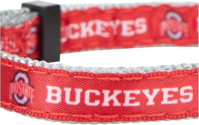 Pets First Collegiate PET Collar New Version Ohio State Buckeyes Dog Collar, Size Small. Best Sports Team Color for Dogs & Cats. A Shiny & Colorful Dog & Cat Collar Licensed by The NCAA
