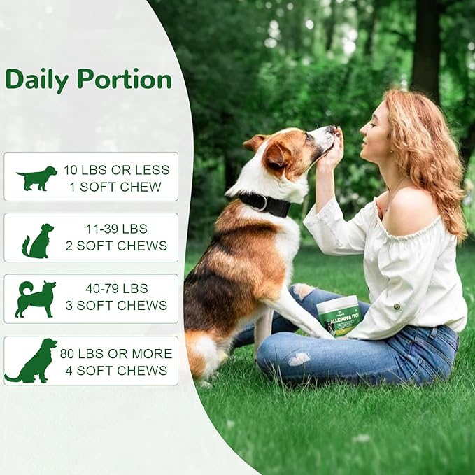 Dog Allergy Chews 150ct, Dog Itch Relief Chews for Large Dogs Paw Licking Itchy Skin Seasonal Allergies, Probiotics with Omega-3 Turmeric Astragalus for Coat Immune Supplement
