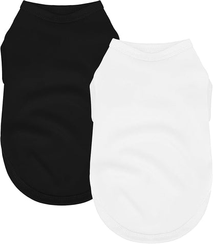 2 Pack Solid Color Dog Shirts - Lightweight, Quick Dry, Breathable Pet T-Shirts for Small to Large Dogs - Stretchy, Durable, Ideal for All Seasons and Holidays.Black White XL