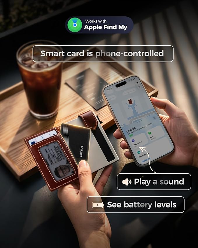 Wallet Tracker Card (iOS Only) Apple MFi Certified Slim Tracking Card, Rechargeable Bluetooth AirTag Smart Card for Apple Find My, GPS Item Finder IP68 Waterproof Locator for Keys, Pets, Luggage