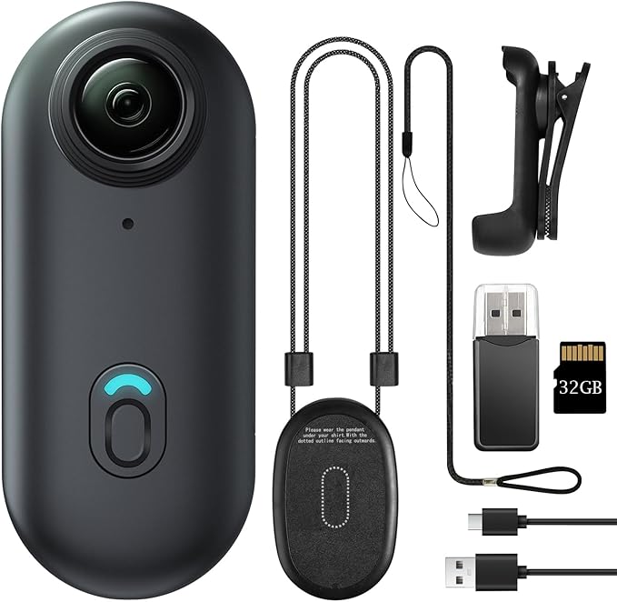 Meoilkolnm Mini Body Camera, Wearable Action Body Cam, Thumb Size Hands Free Recording Body Worn Camera, Premium Portable Camcorder Mount Anywhere for Pet Walking, Work, Travel (Grey, 32GB)