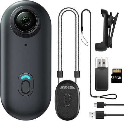 Meoilkolnm Mini Body Camera, Wearable Action Body Cam, Thumb Size Hands Free Recording Body Worn Camera, Premium Portable Camcorder Mount Anywhere for Pet Walking, Work, Travel (Grey, 32GB)