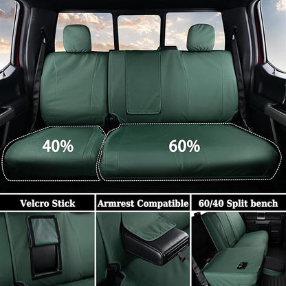 Coverado Rear Bench Car Seat Covers, Waterproof Oxford Back Seat Cover for Car Seat Protector for Kids & Dogs, Compatible with 2015-2026 Ford F150 & 2017-2026 Ford F250 F350 F450, Green