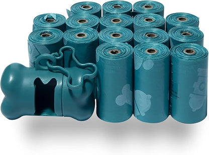 Best Pet Supplies Dog Poop Bags for Waste Refuse Cleanup, Doggy Roll Replacements for Outdoor Puppy Walking and Travel, Leak Proof and Tear Resistant, Thick Plastic - Turquoise, 240 Bags