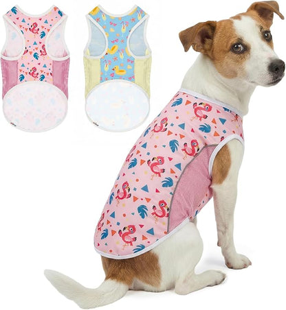 UPF 50+ Sun Protection Dog T-Shirt, 2 Pack Lightweight Sleeveless Dog Vest for Small Dogs Girl – Reflective Strips, Quick-Dry Pet Apparel, Sports Fan Shirt P23ST00510M