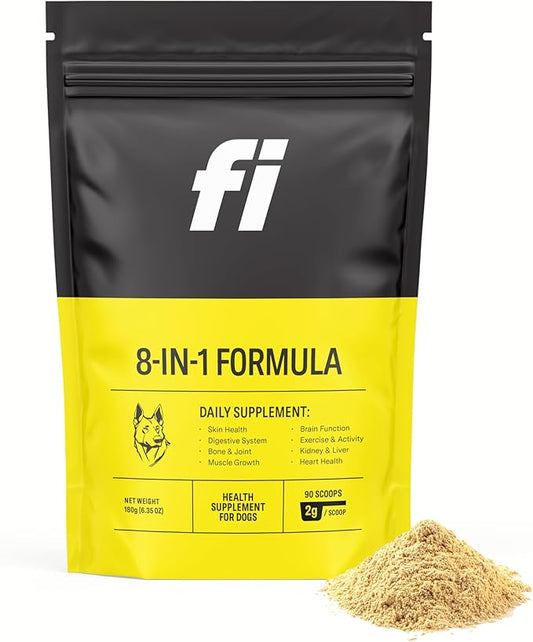Fi 8-in-1 Dog Supplement Powder | Health Support for Bone, Skin, Digestion, Immunity & Joint Supplement for Dogs | Vet-Formulated for Puppies, Adults and Seniors | 90 Scoops
