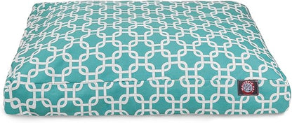 Majestic Pet Shredded Memory Foam Dog Bed Large with Removable Washable Cover – Rectangle Orthopedic Dog Bed–Durable Dog Crate Bed-Flat Dog Bed for Senior Dogs - (44x36) L - Links - Teal