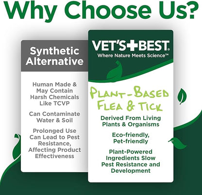 Vet’s Best Waterless Flea and Tick Dog Bath – Natural Flea & Tick Prevention – Dog Dry Shampoo Spray with Essential Oils – Kills Pests on Contact – Made in USA – 8 oz
