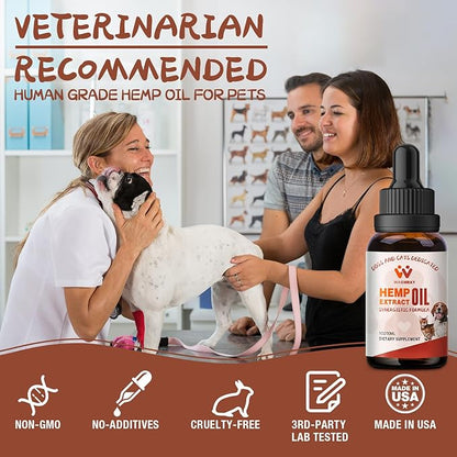 Неmp Oil for Dogs and Cats - Calming Drops Dog Relaxants - Help Pets with Anxiеty Strеss Slеep, Hip & Joints Support, Arthritis Sеizures Rеlief - Hеalth - Organic Pet Неmp Oil Drops (2 Pack)