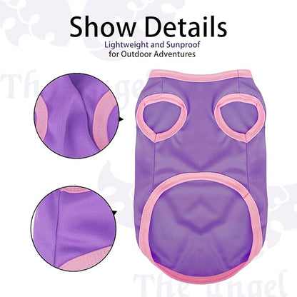 Color-Blocked Dog Tank Top with Playful Heat Transfer Designs – Lightweight Polyester Shirt for Small,MediumDogs, Perfect for Casual Outings.The Angel Purple S