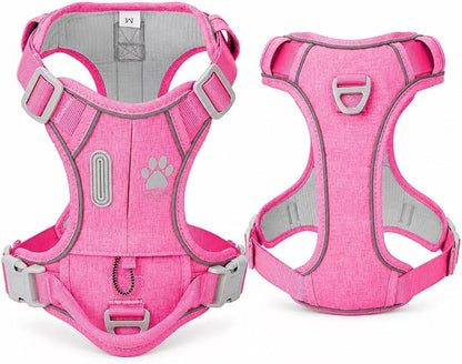 No Pull Dog Harness with Built-in Hidden AirTag & GPS Tracker Holder, Reflective Adjustable Escape-Proof Vest Harness for Small & Medium Dogs (Hot Pink, M)