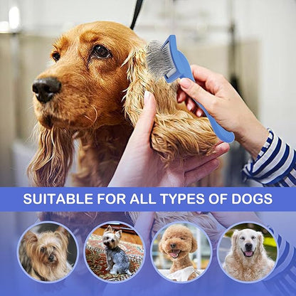 Dog Slicker Brush for Golden Doodle Grooming Kit - Dematting Brushes for Goldendoodles, Labradoodles, Poodles - Pet Hair Brush for Short & Medium Haired Dogs - Small (Blue)
