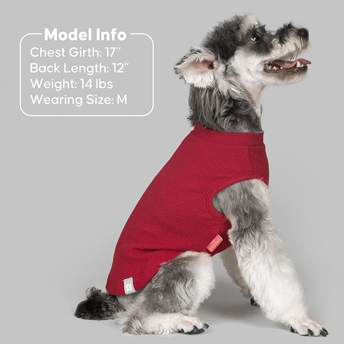 KYEESE 2Pack Waffle Dog Shirts, Lightweight Sleeveless Dog T Shirts for Small Dogs Boy Girl, Breathable Pet Vest Comfortable Tank Top Soft Dogs Clothes for Daily Wear, Red+Striped, M