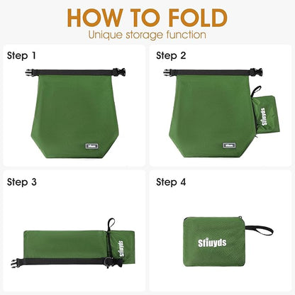 Dog Food Travel Bag Pet Food Container2PCS Collapsible Dog Travel Bowls and Zipper Side Pocket 20L (Green, Large)