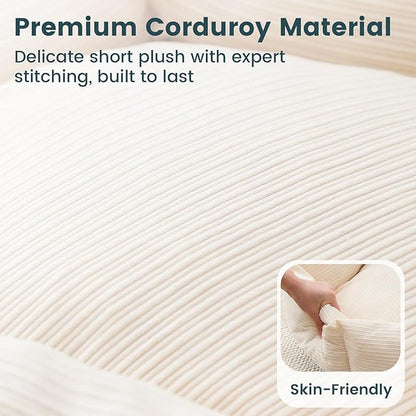 Medium Dog Bed, 30 Inch Washable Corduroy Dog Bed with Removable Cover & Anti-Slip Bottom, Durable Comfort for Medium to Large Dogs up to 45 lbs (Cream White)