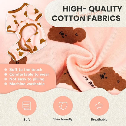 Dog Pajamas Spring Small Sized Onesie Clothes Soft Stretchy Puppy Pajamas for Small Dogs Cats Girl Pet Costume Cute Bear Printed Pjs Outifts French Bulldog Chihuahua Doggie Clothing