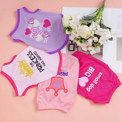 Pistha 4 Pack Dog Shirts Summer Printed Puppy Clothes Cute Sleeveless Pet T Shirts Dog Clothes for Small Medium Dogs Cats Girl(XS)