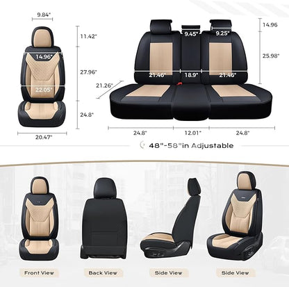 Coverado Car Seat Covers with Lumbar Support, Front Covers for Cars, Universal Automotive Seat Cover, Waterproof, Leather Car Seat Cushion, Interior Seat Protectors for Most Cars