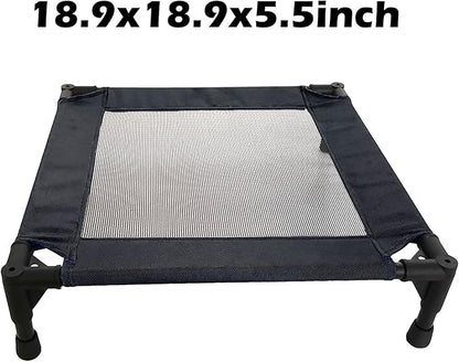 Pozico Elevated Pet Bed with Breathable Mesh for Small Cat and Dog, Raised Cooling Pet Cot for Puppy and Kitty, 18.9x18.9 inch (Black Bed)